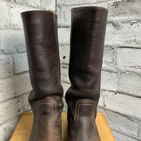 Frye Vintage 70s Campus Boots 7 Brown Distressed Leather Boho Chunky Block Heel - Picture 7 of 16